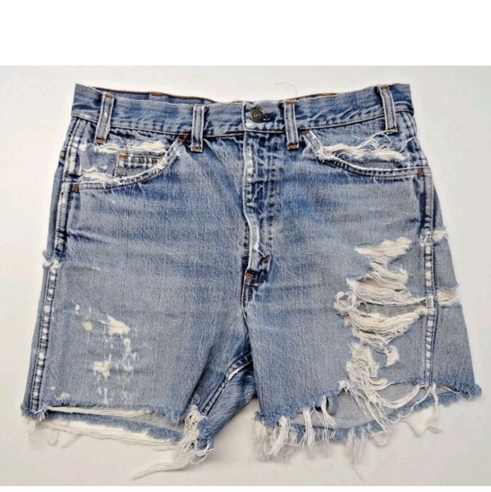 Levi's 32 4" VTG Orange Tab Cutoff Short 70s Talon 42 7 Loop Redline Big E Trash